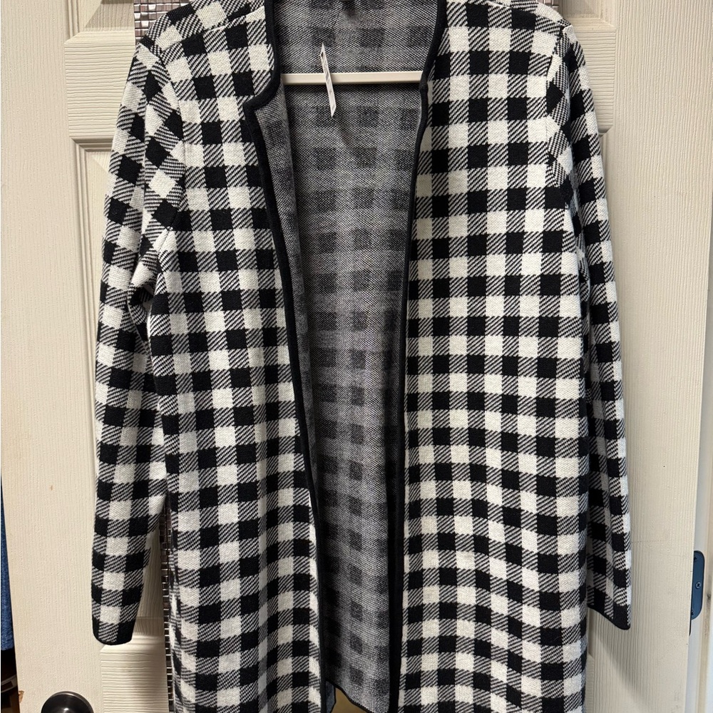 Talbots Black and White Knit Cardigan